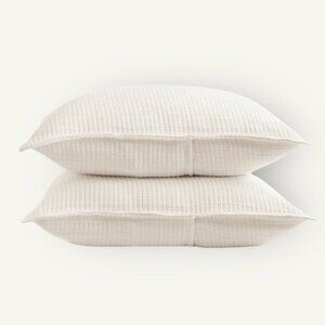 NWOT Quince Organic Ribbed Cotton Queen Sham Set in Ivory